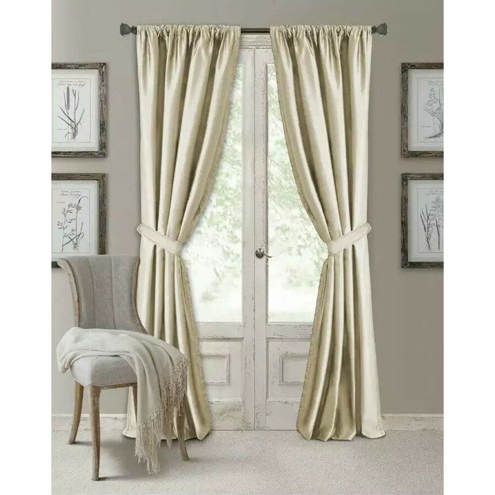 Elrene Home Versailles 52" x 84" Panel w/ tieback, Ivory LOT OF 2 pkgs. NEW